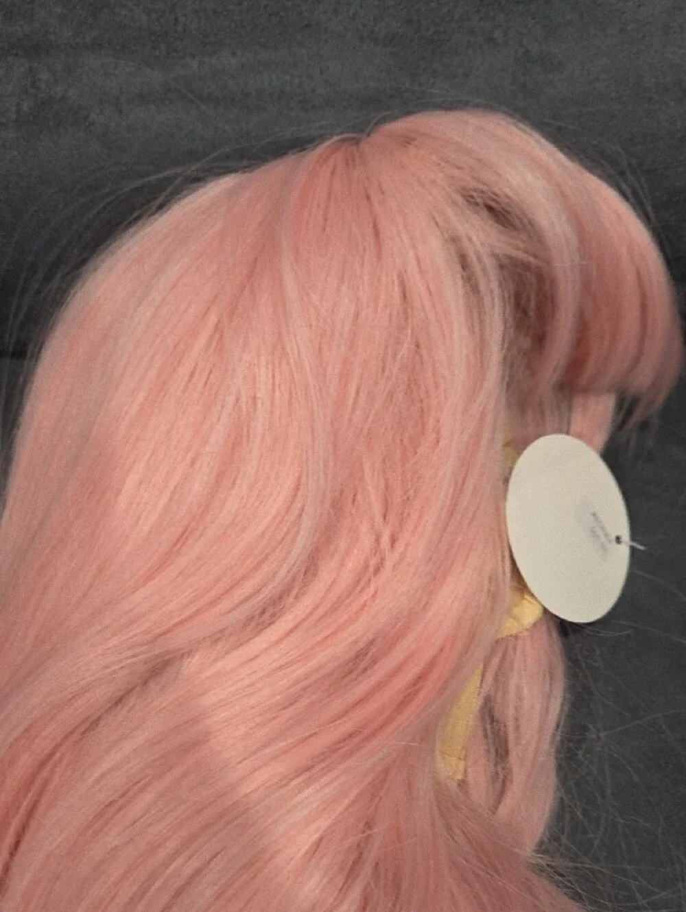 Pink Wig with Bangs 18 Inch Long Straight Colorful Synthetic Wigs for Women